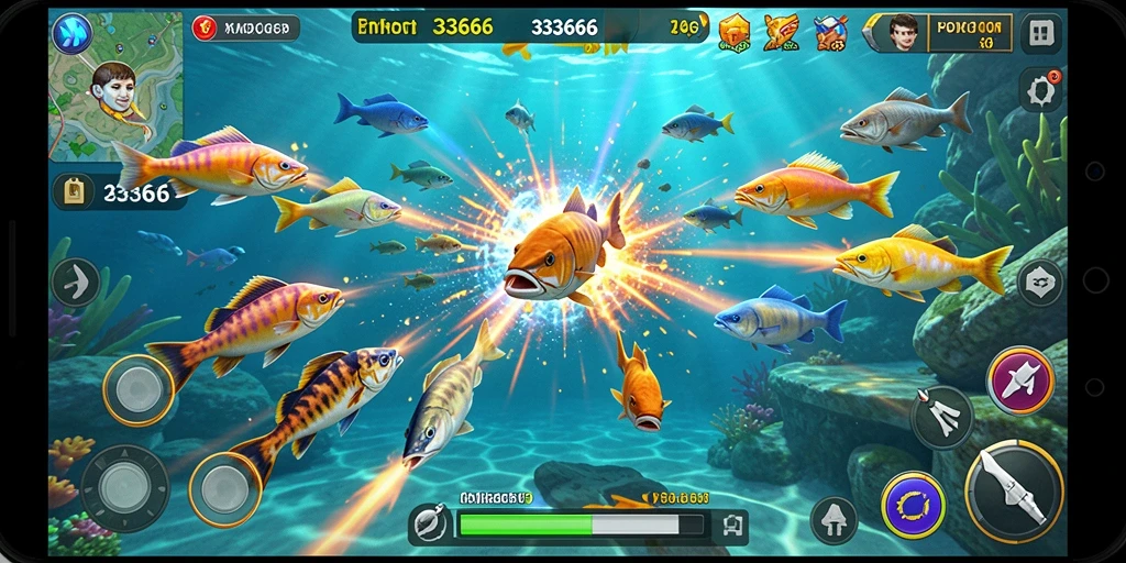 Screenshot gameplay Tembak Ikan yang penuh aksi dan seru.