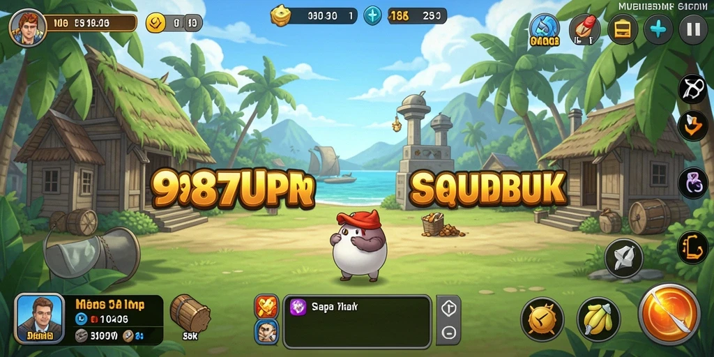 Screenshot gameplay 987UP, menampilkan karakter bekerja secara otomatis.