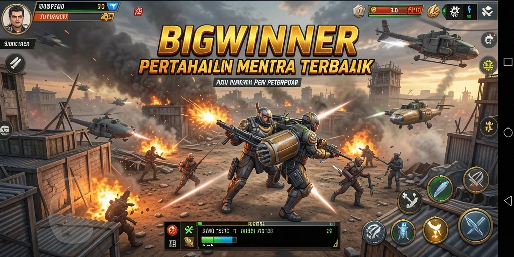 Tangkapan layar gameplay BIGWINNER yang mendebarkan dalam pertempuran Tower Defense.