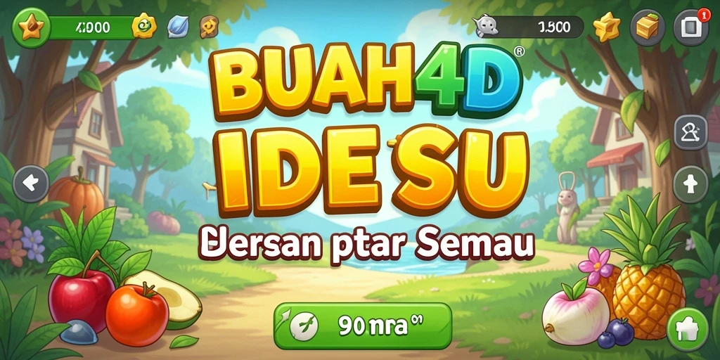Tampilan gameplay BUAH4D dengan kebun buah yang segar dan cerah.