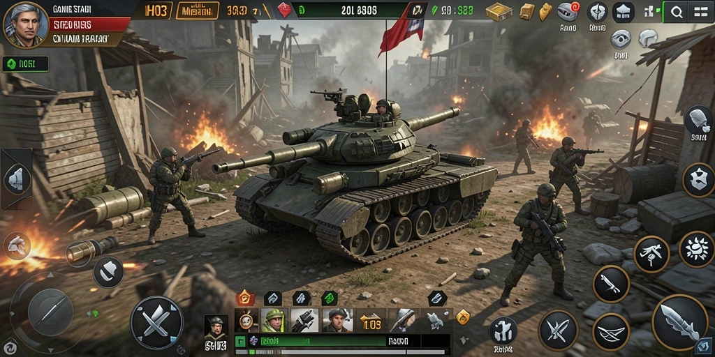 Screenshot utama H03 menampilkan pertempuran strategis yang mendebarkan.