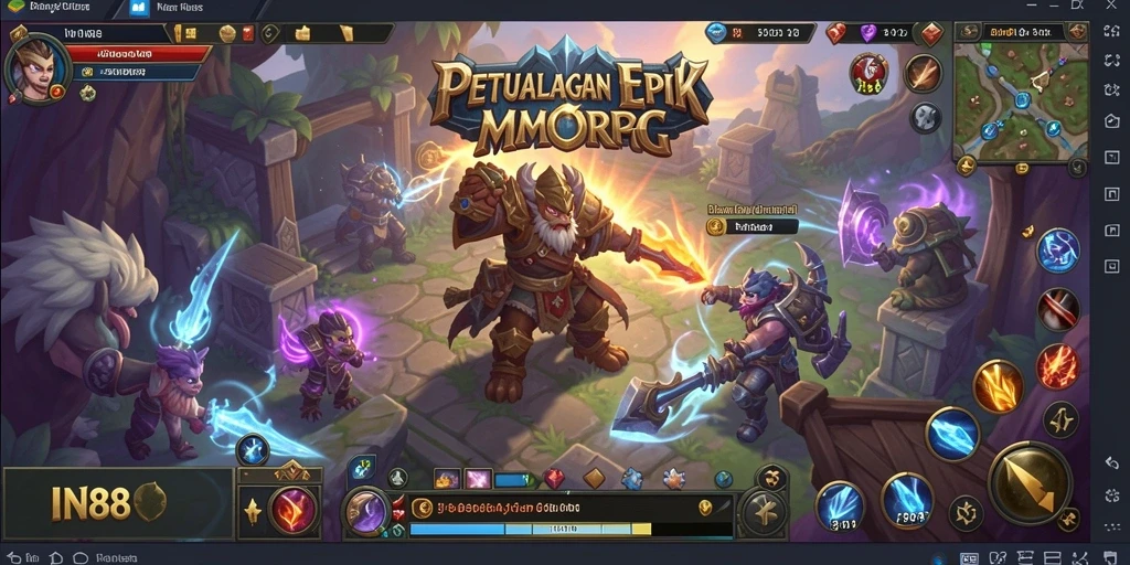 Tampilan gameplay <strong>IN88</strong> yang epik dalam pertempuran MMORPG.