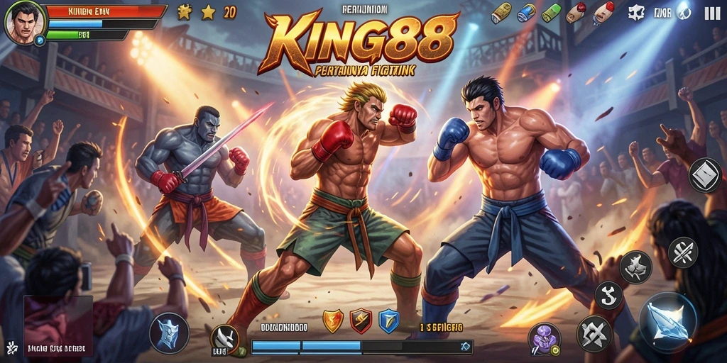Tampilan seru dari gameplay KING88 dalam pertarungan Fighting.