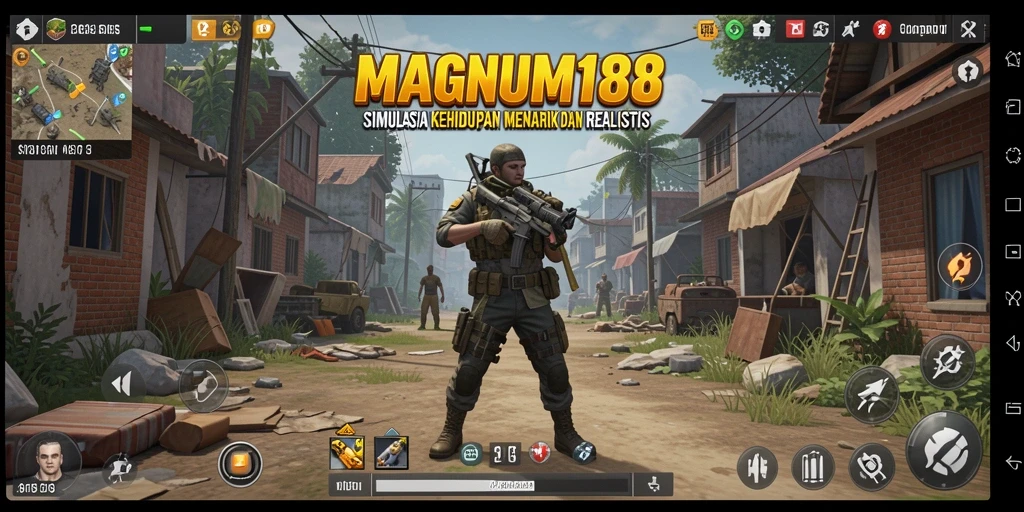 Tangkapan layar menunjukkan gameplay simulasi kehidupan dalam MAGNUM188.