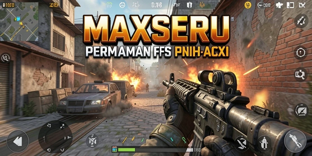 Tangkapan layar gameplay MAXSERU yang menunjukkan aksi tembak-menembak seru.