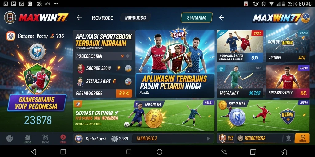 Tampilan utama MAXWIN77 dengan fitur taruhan olahraga yang menarik.