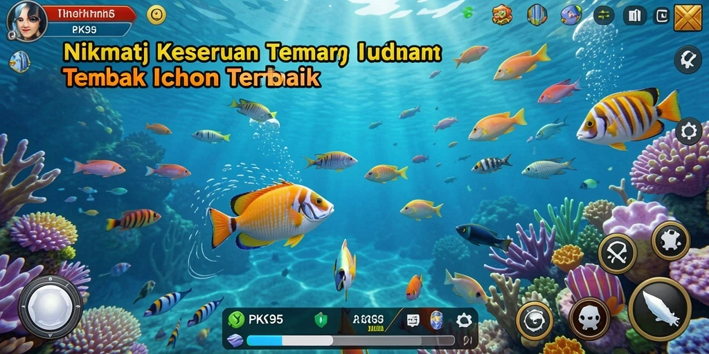 Screenshot PK95 menampilkan aksi menangkap ikan yang seru.