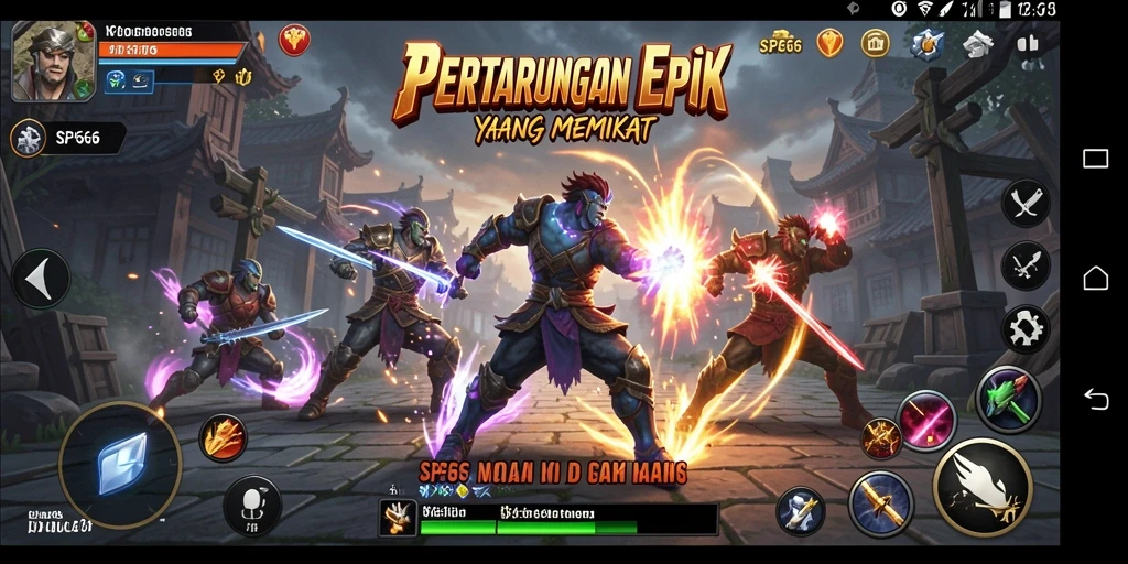 Tampilan seru dari gameplay SP666 dalam pertarungan.