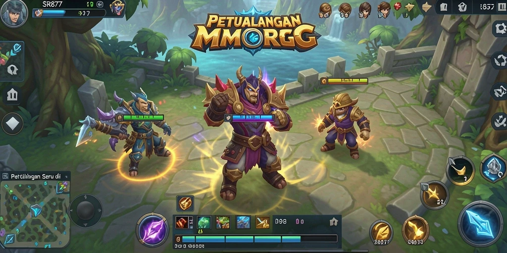 Screenshot gameplay SR877 menampilkan pertarungan seru dalam dunia MMORPG.